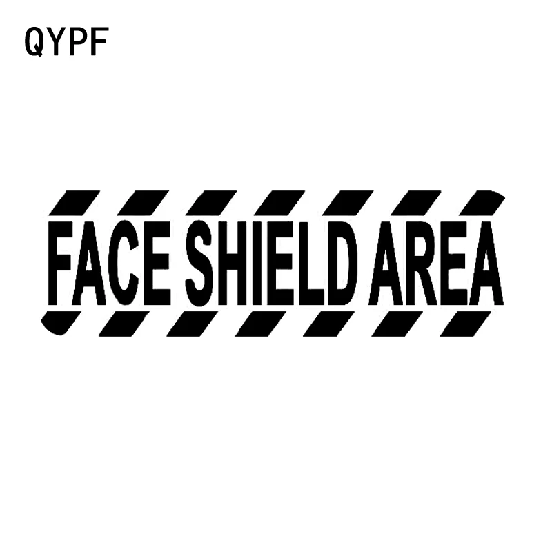 

QYPF 16.5CM5.2CM Warning Mark FACE SHIELD AREA Graphic Car Sticker Black/Silver Vinyl Decoration S9-2226