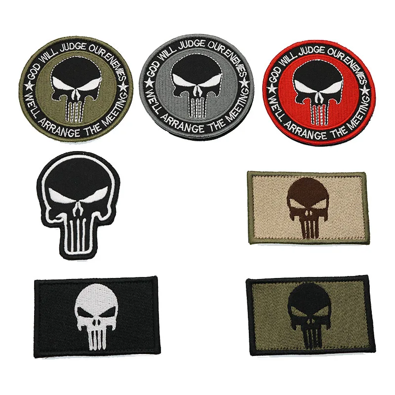 

Embroidered Patch Punisher Punisher Shantou Embroidery Patch Badge Military Tactics Set Backpack Badge Bandage Stitched Decal