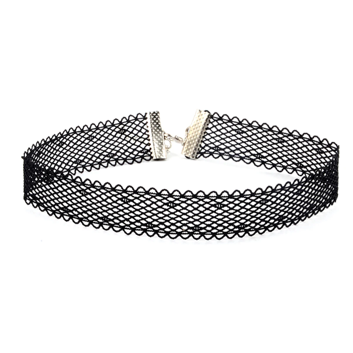 6pcs/Set Gothic Black Fishnet Mesh Velvet Tattoo Lace Collar Choker Necklace