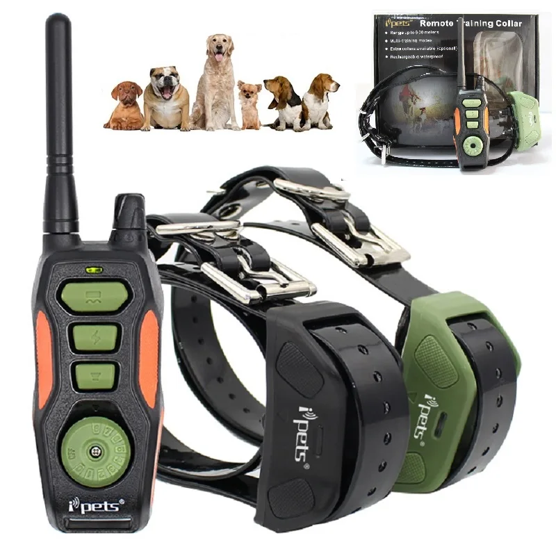 Ipets 618 ошейник для собак 2 ошейника для дрессировки собак с дистанционным диапазоном 800 ярдов и ударом, вибрацией, звуковым сигналом
