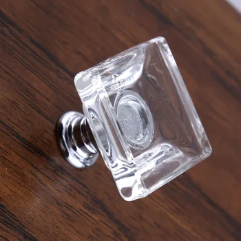 

Modern simple fashion clear square plat glass drawer tv cabinet knobs pulls silver golden kitchen cabinet cupboard door handles