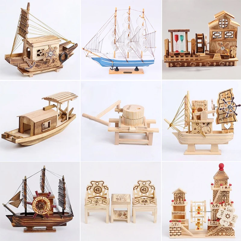 

Bamboo Funiture Decoreation For Home Office Us Windmill Truck Excavator Carriage Waterwheel Ferris Wheel Sailboat Model