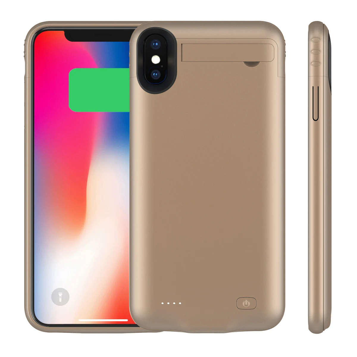 

Rechargeable 5200mAh External Mobile Battery Protective Case Kickstand For iPhone Xs Max with Audio Power Bank Charger Bumper