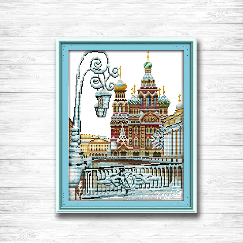 

Beautiful Fountain Europe snow Scenic Home Decor dmc 14CT 11CT counted cross stitch Needlework Set Embroidery kits Handmade Art
