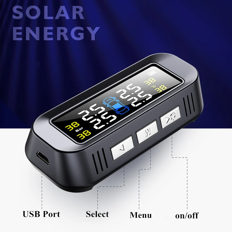 Универсальная беспроводная Солнечная TPMS автомобильная система контроля