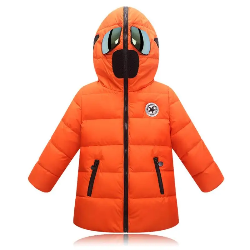 Г. Специальное предложение, лидер продаж, Детская русская зимняя куртка с очками для девочек, Корейская одежда утепленный хлопковый пуховик для детей от 3 до 10 лет - Цвет: Оранжевый