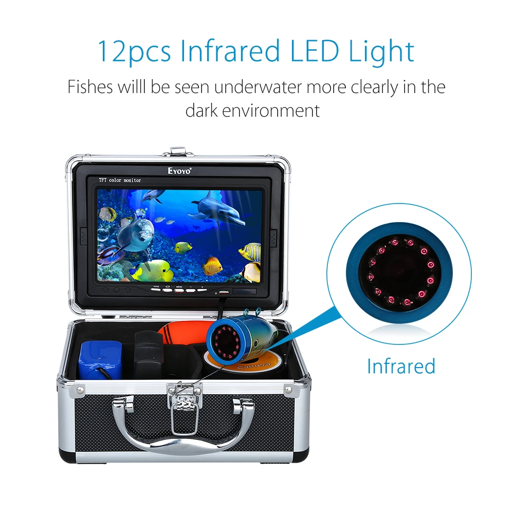 Eyoyo EF07B 1000tvl buscador de peces CÁMARA DE PESCA subacuática hd cámara de vídeo 7