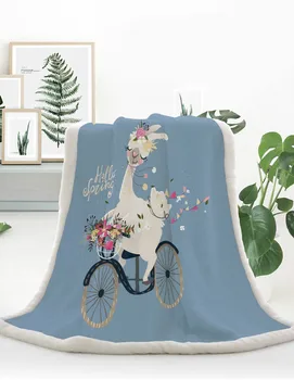 

Printed Lovely Alpaca Funny Large Warm Blankets Wearable Fleece Soft Plush Manta For Adults Poncho Manta Para Sofa Fleece