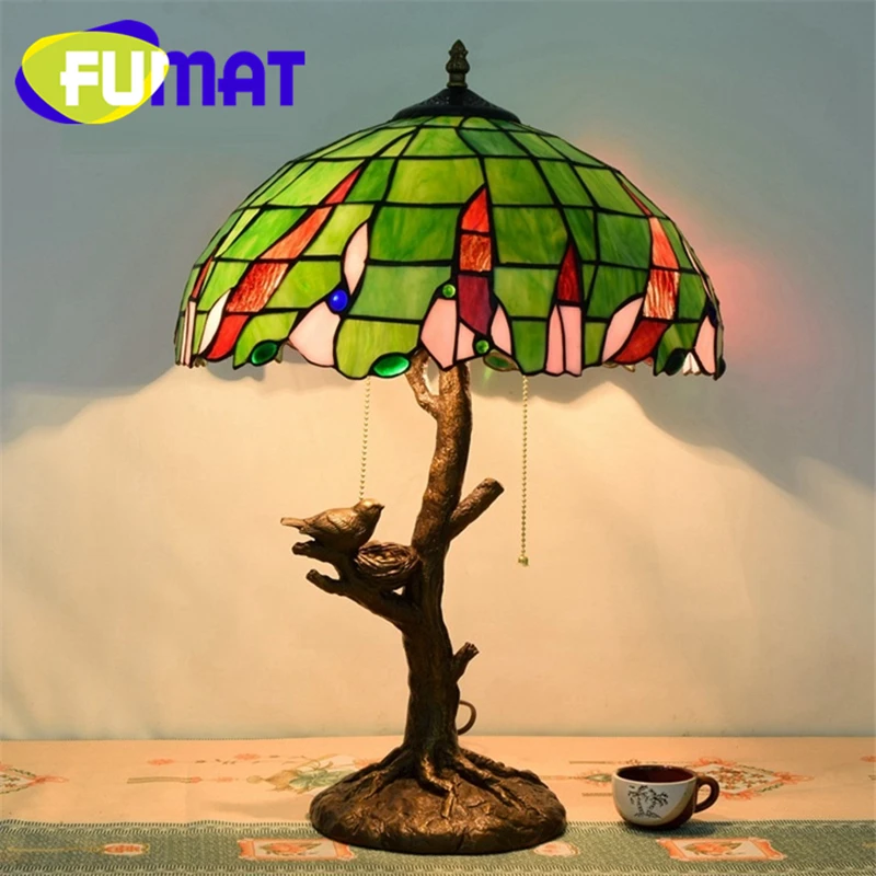 Fumat Tiffany European Barock Style Table Lamps Stained Glass Desk