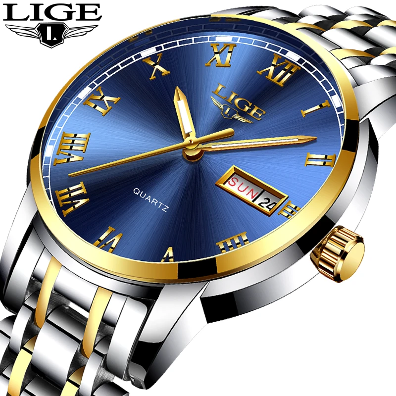 LIGE Watch Men Fashion Sports Quartz Clock Mens Watches Top Brand Luxury Full Steel Business Waterproof Watch Relogio Masculino sinboi submariner 316 full steel mens watches 2018 black rotatable fashion sports quartz men watch business relogio masculino
