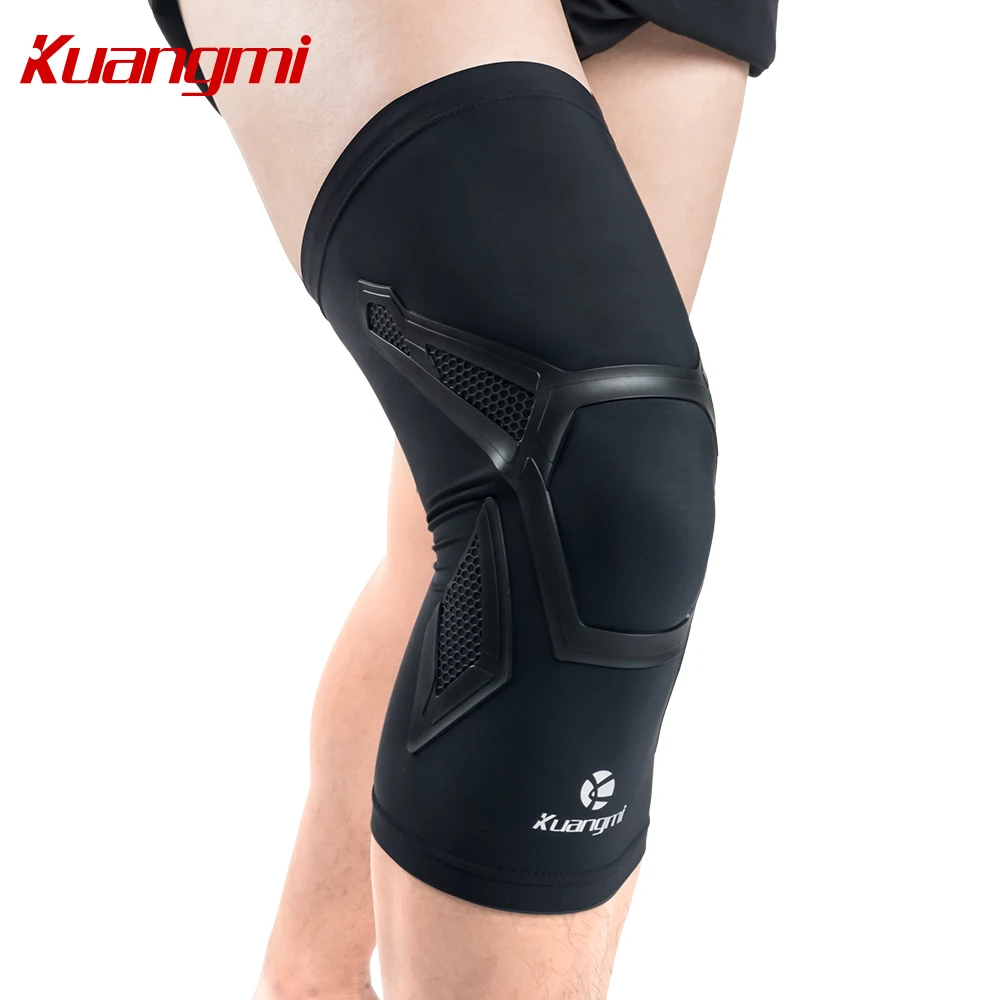Kuangmi 1 قطعة الركبة منصات الرياضة ضغط الركبة الرضفة حامي النحاس كم دعم سيليكون عدم الانزلاق تشغيل الكرة الطائرة