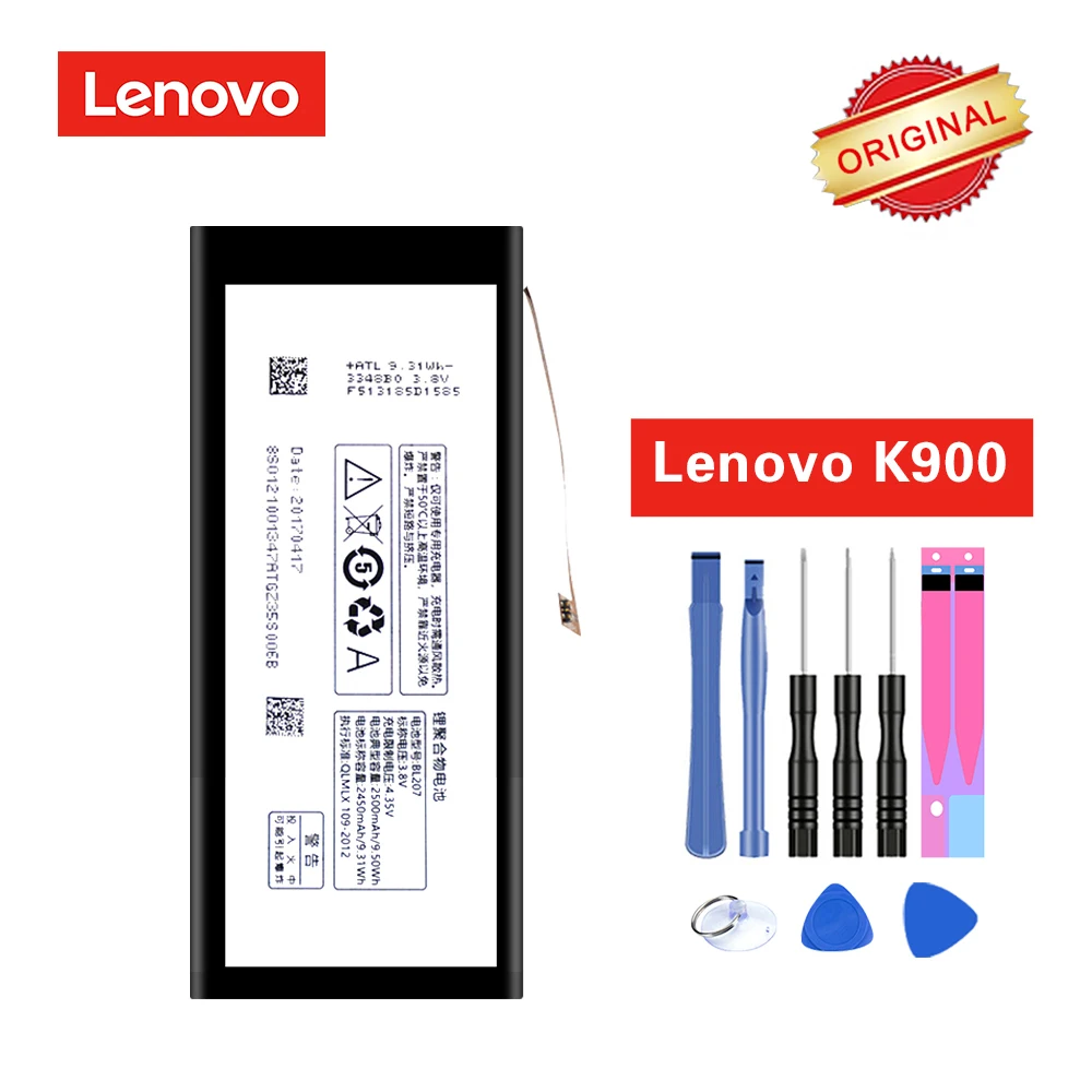 

BL207 Original Battery for Lenovo K900 K100 High Quality akku Li-ion 2500mAh+Repair Tools Fast Shipping