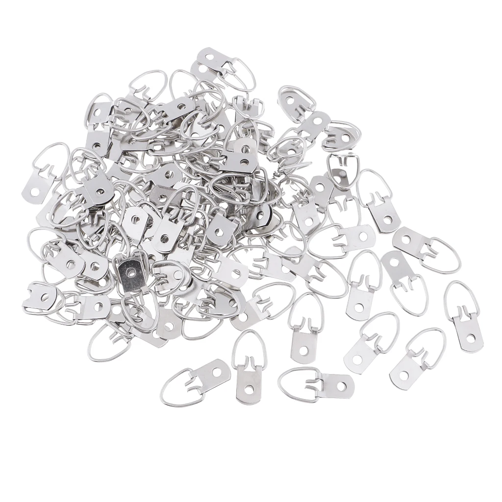 100 Pieces Single Hole D Ring Picture Frame Hangers Hooks Stronger  Wall Hangers Heavy Duty D Ring Picture Hangers