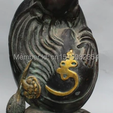 1" Китайский Бронзовый Свинка японского журавля Shouxing Долголетия Бог Статуя Скульптура