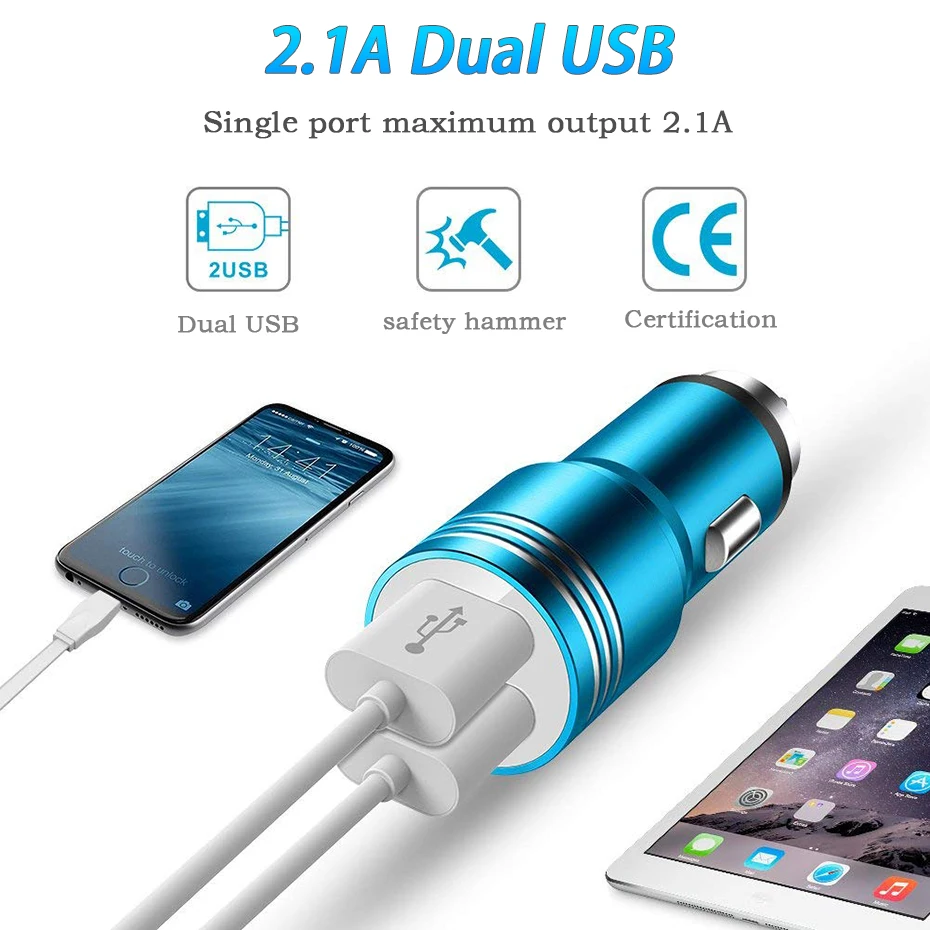 USB Автомобильное Зарядное устройство для iPhone 8 7 6 6s плюс iPhone X для Xiaomi samsung htc Quick Charge 2.1A быстро зарядка USB переходник для зарядного устройства