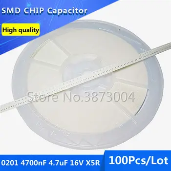 

100pcs 0201 4700nF 4.7uF 16V X5R 10% Thick Film Chip Multilayer Ceramic Capacitor