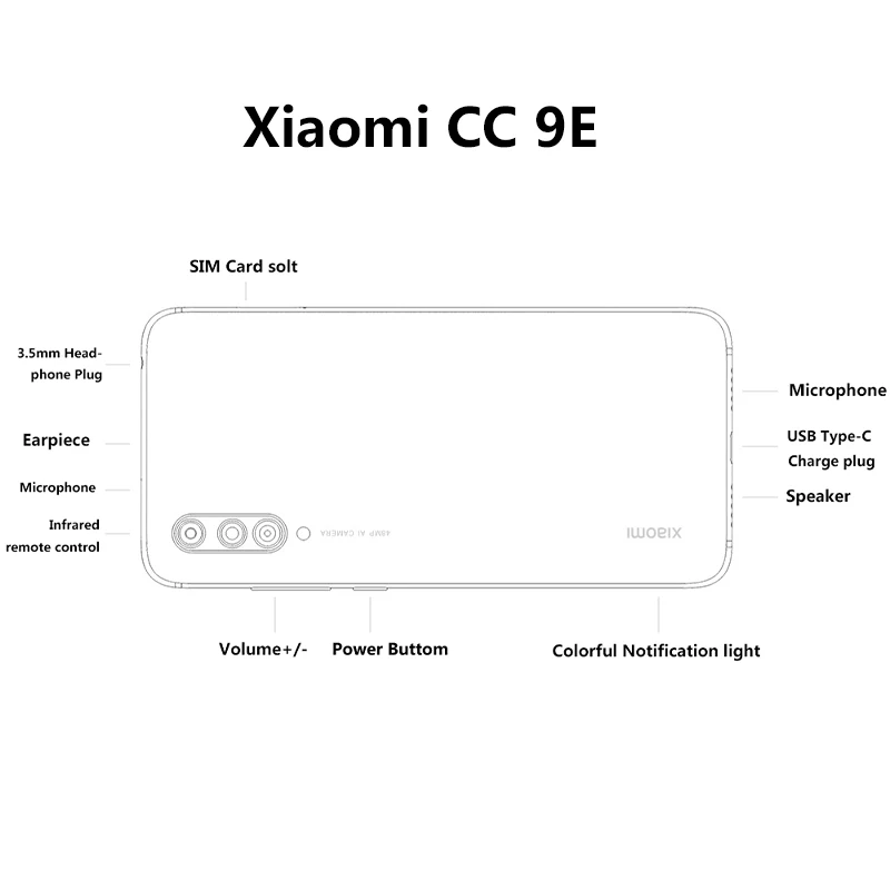 Оригинальный Xiaomi CC9E 6 088 &quotAMOLED 4 Гб 64 48MP мобильный телефон Snapdragon 665 Восьмиядерный