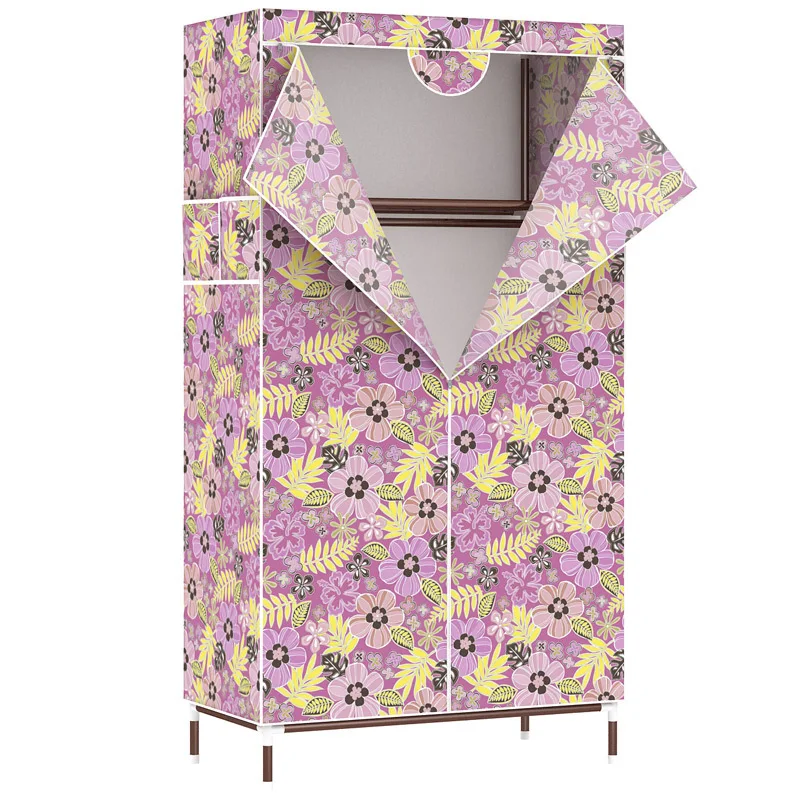 Small Single Cheap Oxford Cloth Wardrobe Simple Assembly Of Metal