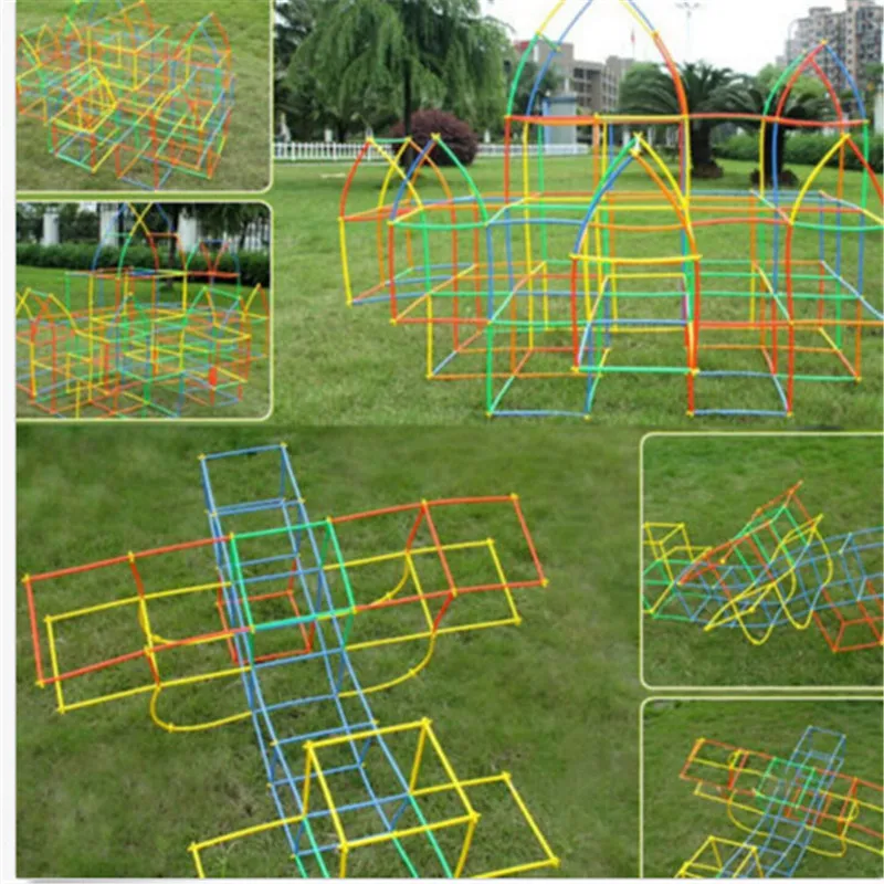 

4D DIY Plastic Toys Straw Fight Inserted Construction Building Kits Toys Blocks Bricks Christmas Gift for Kids Wholesale