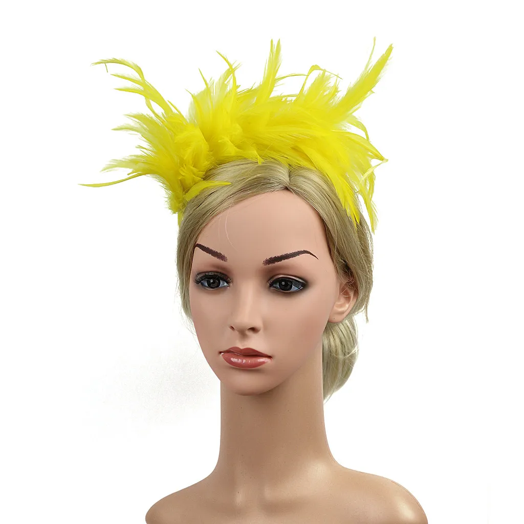 Повязки На Голову женские scrunchie винтажная красочная бурлеска головной убор Flapper страусиное перо необычная головная повязка, аксессуары для волос-30