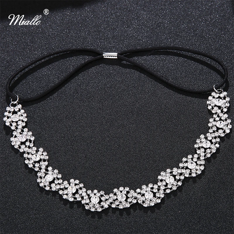 Miallo Elastic String Headband Women Crystal Beads Hairband Tiaras Hair
