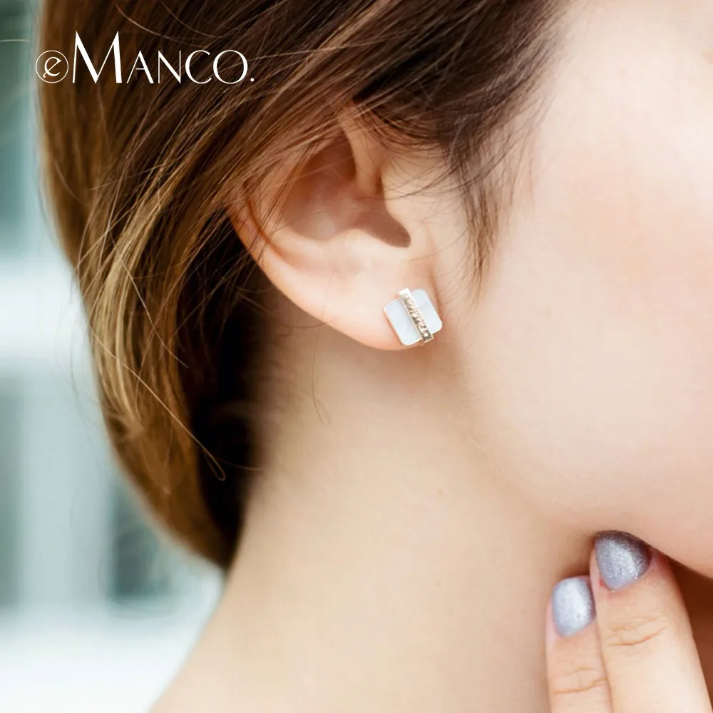 

eManco Fashion Stud Earrings Stainless Steel Earrings for Women Geometric Oorbellen Friend Gift Trendy Letter Jewelry