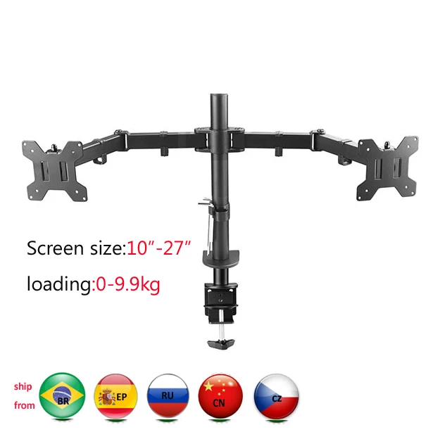 

DL-MS02 Desktop Clamping Full Motion 360 Degree Dual Monitor Holder 10"-27"clamp base Monitor Mount Arm Loading 9.9kgs PC stand