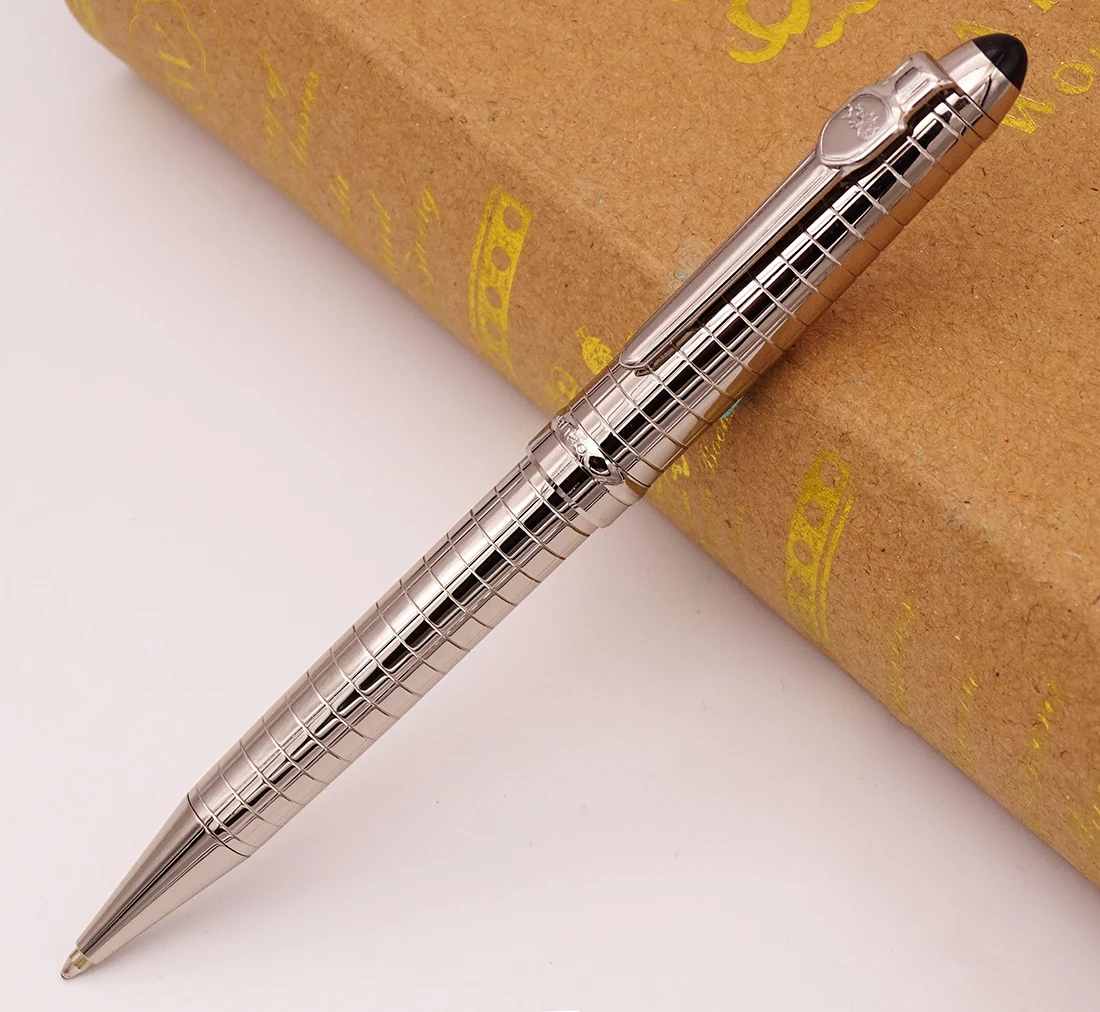 Jinhao нержавеющая сталь Серебристая Шариковая ручка Красивая решетка стиль