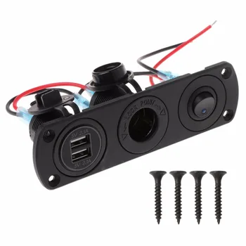 

Dual USB Charger 2.1A 12V Power Outlet+ON-OFF Switch Panel for Car Boat Marine