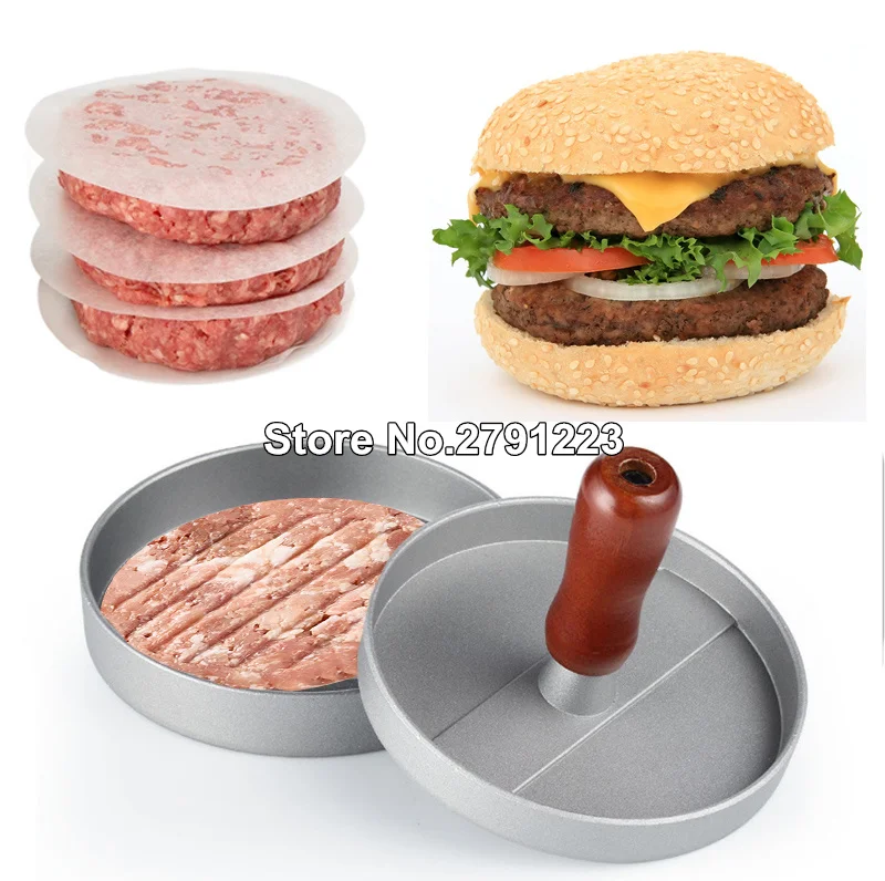 

1 Set Round Shape Hamburger Press Aluminum Alloy 11 cm Hamburger Meat Beef Grill Burger Press Patty Maker Mold