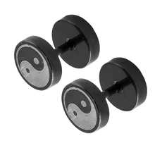 Yin yang, серьги из нержавеющей стали, Двойные серьги-гвоздики, двухсторонние, черные, маленькие, для ушей, Женские Ювелирные изделия, панк серьги для мужчин, brinco pequeno