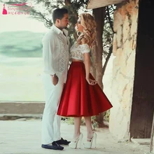 Zwei Stücke Homecoming Kleid Rot und weiß Cocktailkleid Short A-linie kleid Z260