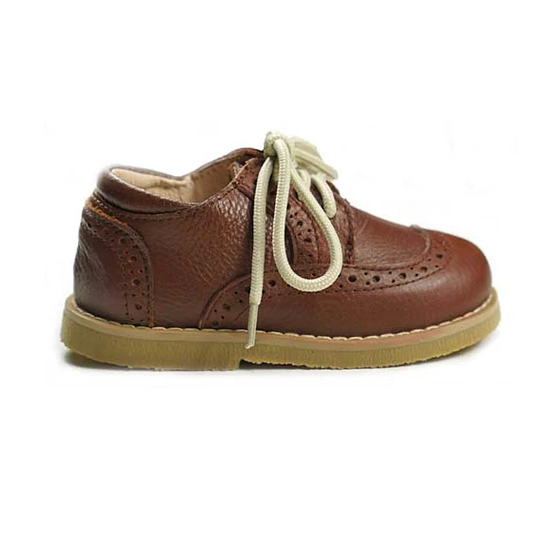 Детская повседневная обувь из натуральной кожи; обувь для мальчиков в британском стиле; нескользящая обувь на плоской подошве для девочек; Детская школьная обувь; 13,5-17 см