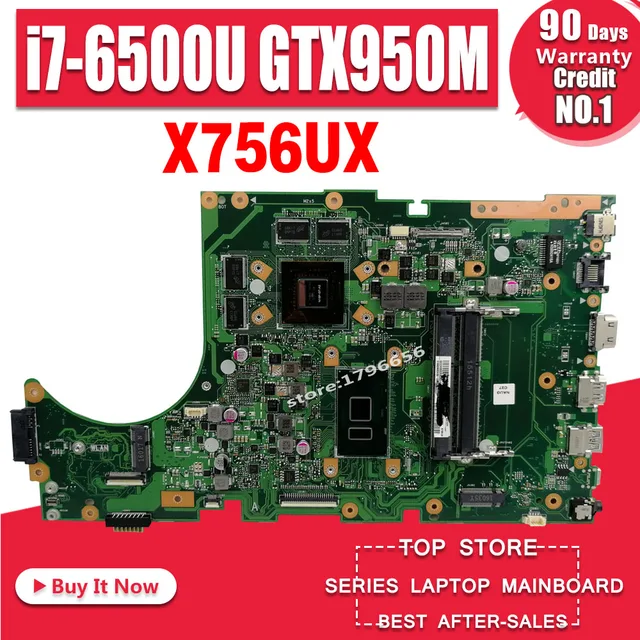 $US $201.40  X756UX MAIN_BD./I7-6500U GTX950M-2GB Mainboard For Asus X756U X756UXM K756U X756UB laptop motherboa