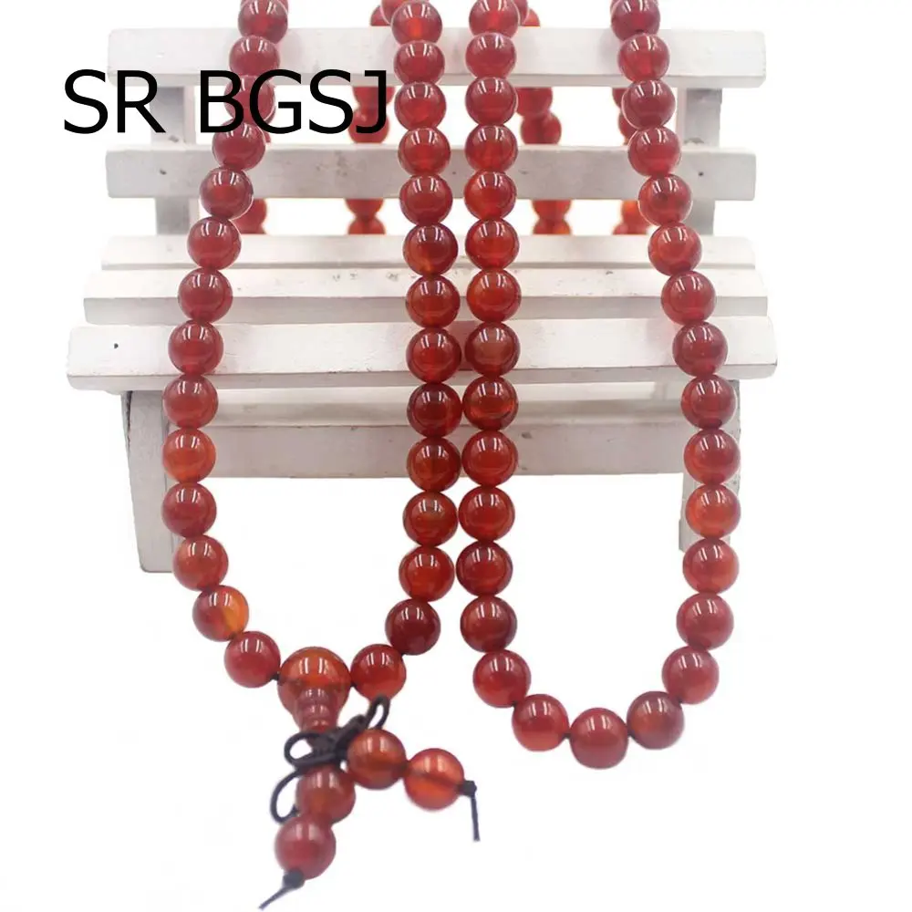 

Free Shipping Natural Multi-Purpose 8mm Gems Stone Buddhist 108 Prayer Beads Mala Long Sweater Necklace 34