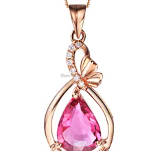 Натуральный красный турмалин ювелирных изделий 18 К розового золота, драгоценных камней грушевидный Fine Jewelry для жены