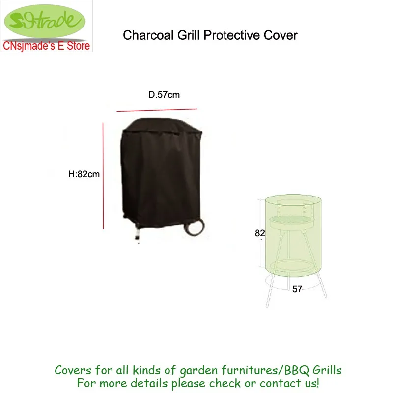 Charcoal Grill Protective Cover D22''Lx32''H (57x82cm) Black color Garden barbecue protective cover customized available | Дом и