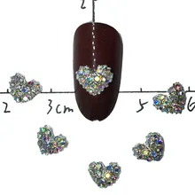10 шт. Ab Diamond Сердце Дизайн ногтей украшения 3d Металл Kawaii со стразами Dekors Bijoux блестящие наклейки Nailart поставки шпильки