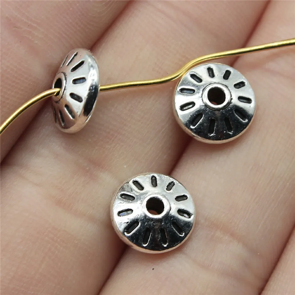 

WYSIWYG 12pcs 10x10x4mm Charm Spacer Beads Antique Silver Metal Spacers Beads Jewelry Making DIY Charm Beads For Bracelet