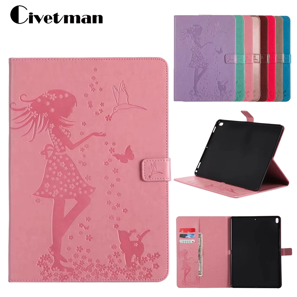 

Embossing Simple Leather Case For Apple iPad Pro 10.5 Tablets Magnetic Stand Protective Cover with Card Holder for ipad 10.5