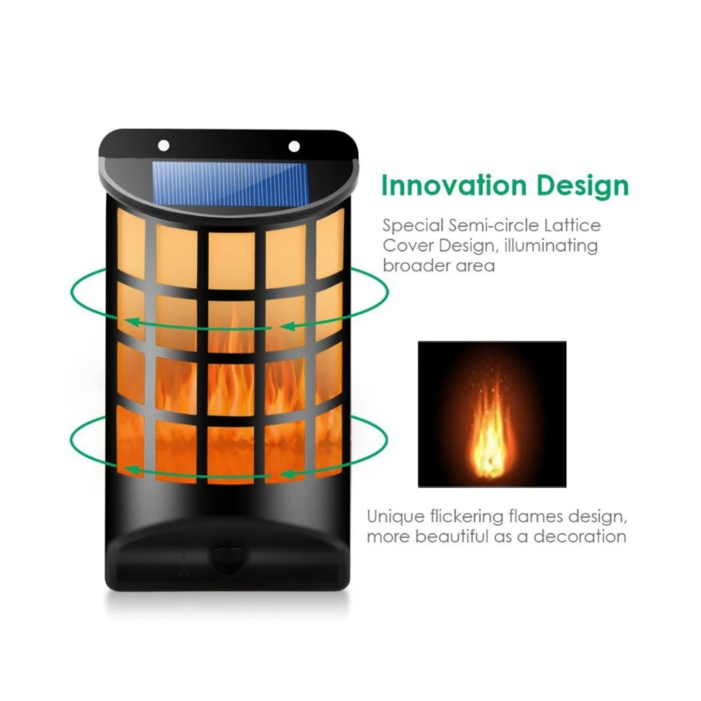 66 светодиодов Солнечный свет водонепроницаемый пламенный фонарь пейзаж свет открытый сад световой выключатель настенный светильник