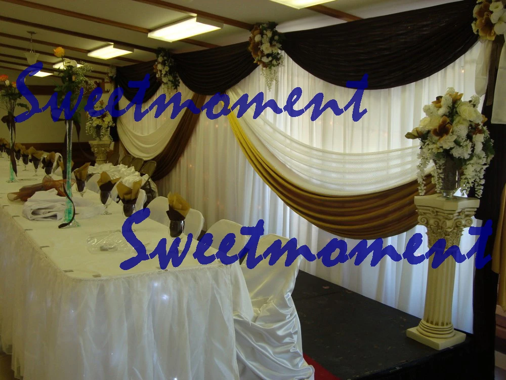 

Mixed color beatiful wedding curtain with valance and curtain frame added