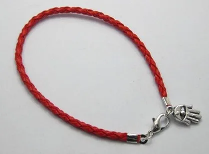 Hot ! 100Pcs Red Leatheroid Braided String Hamsa Hand Charms Good Luck Bracelets 20cm a00501 | Украшения и аксессуары