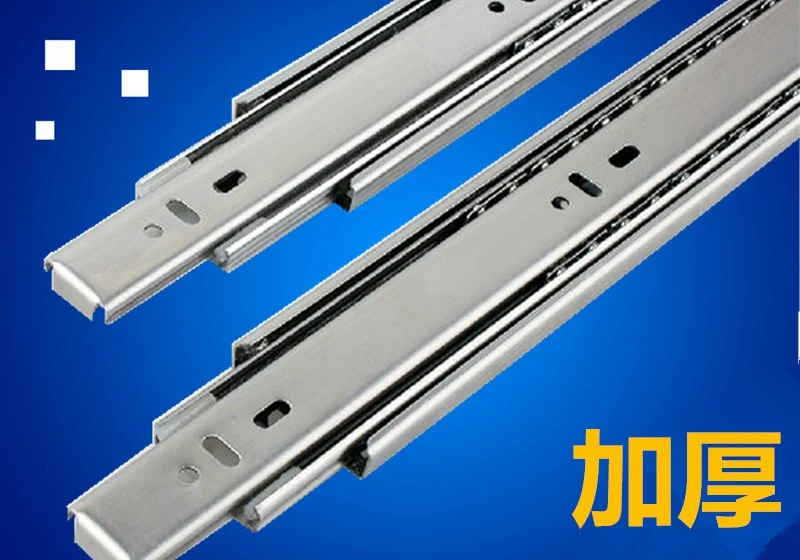Three rail drawer slide rails computer desk thick stainless steel track threein Slides from