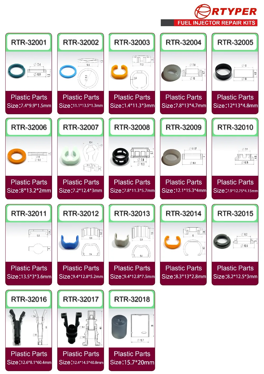 plastic parts 32001-32018