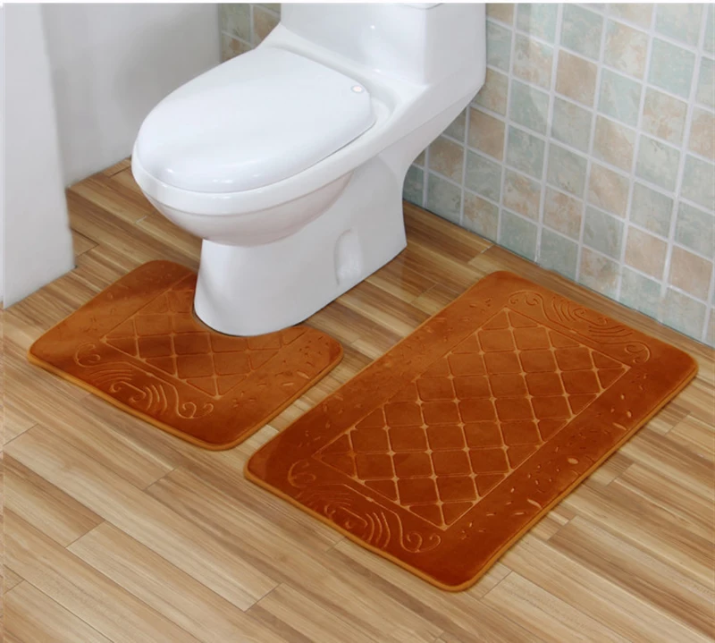 Zeegle 3D нескользящий абсорбирующий моющийся Набор ковриков для ванной, туалетный ковер, коврики для душевой комнаты, коврик для ног, сковорода, крышка
