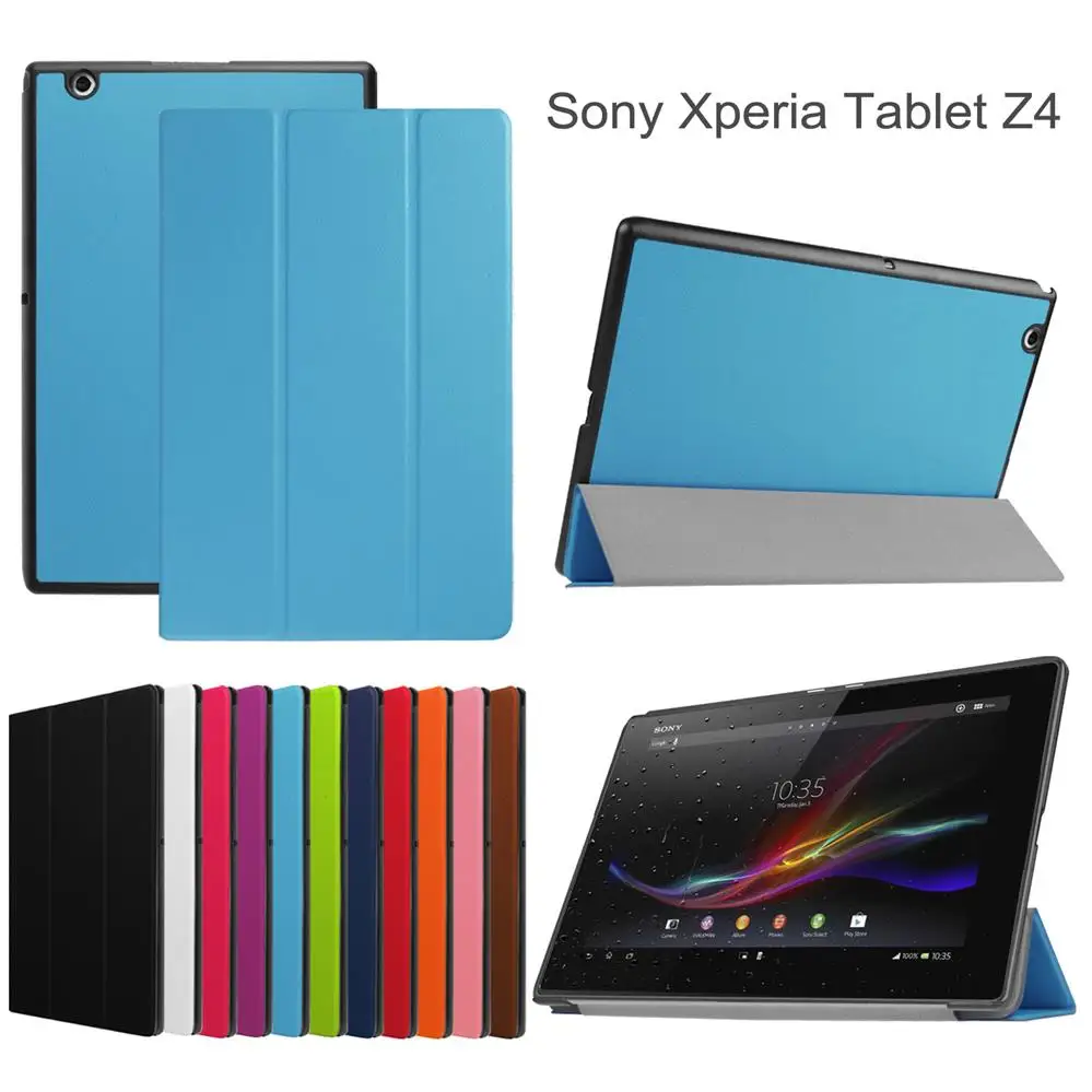 

Luxury Leather For Sony Xperia Z4 Tablet 10.1 SGP771 Flip Stand PU Leather Smart Stand Cover Case +Tempered Glass +Stylus Pen