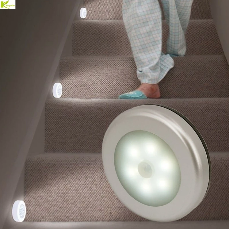 

PIR Motion Sensor 6 Led Night Light Wireless Detector Wall Lamp Auto On/Off Closet Under Cabinet Lights Battery Powered
