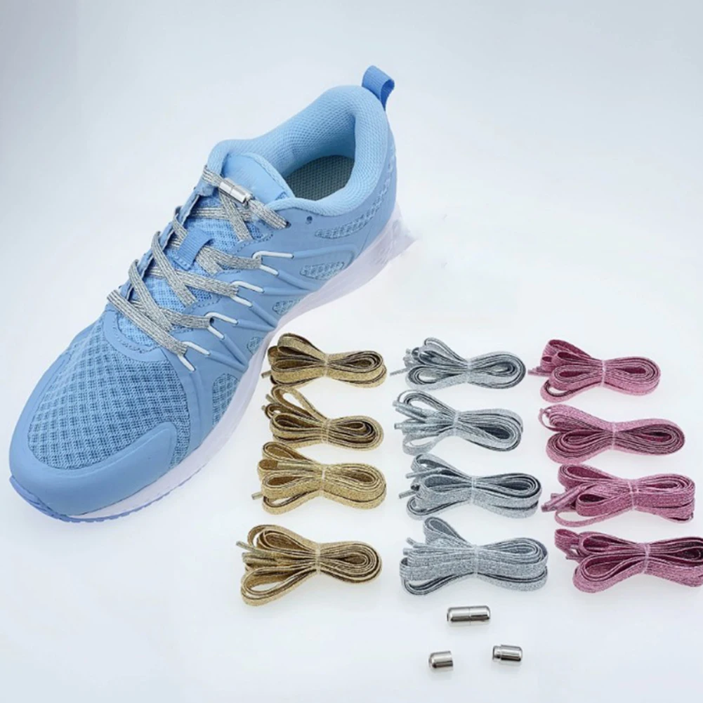 1Pair 100cm No Tie Lazy Shoelaces shiny Elastic Shoes Lace Casual Sneakers Stretchy Shoelace Glitter Elasticity Shoe Laces
