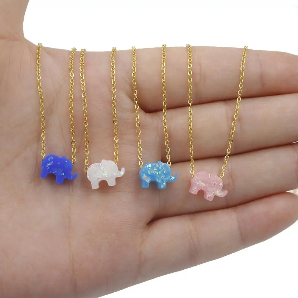 

Kawaii Women's Mini Elephant Shape Resin Animal Pendant Necklace Jewelry